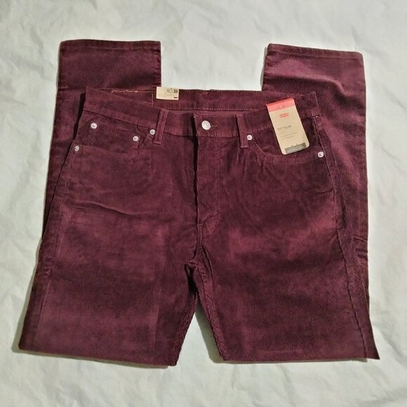 Levis 511 Slim-Fit Corduroy Pants Men's 33x30 Burgundy Maroon Red Stretch - Picture 1 of 6